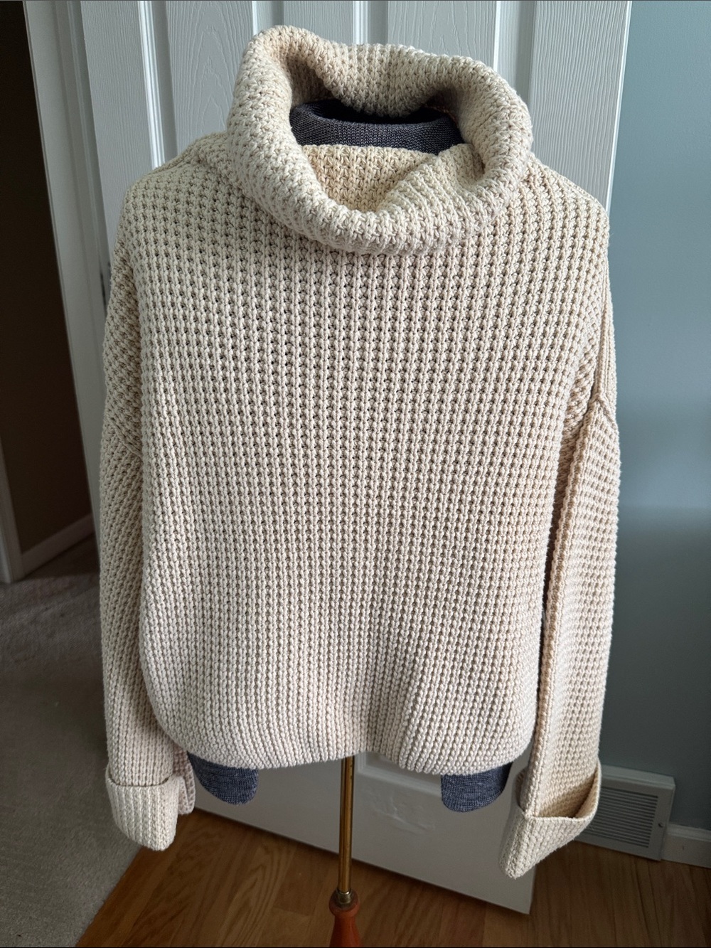 Free People Cream Chunky Cowl Neck Sweater - Picture 1 of 6
